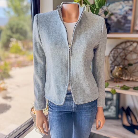 Jones New York Jackets & Blazers - Jones New York Women's Light Gray Zip-Up Jacket